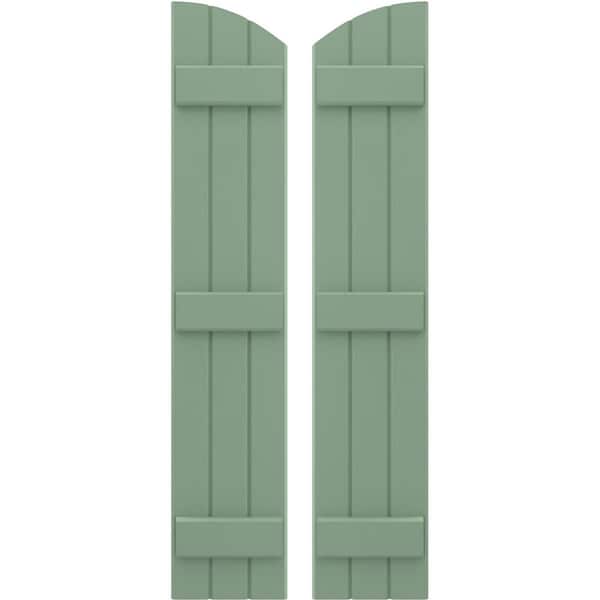 Ekena Millwork Americraft 3-Board (3 Batten) Wood Joined Board-n-Batten Shutters w/Ellipt Top, ARW401BE311X77TGH, PR ARW401BE311X77TGH - main